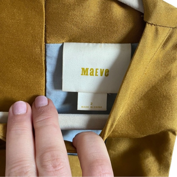 Maeve anthropology Silk Gold cut out mini dress 60s style US2 mustard sleeveless - Picture 8 of 13